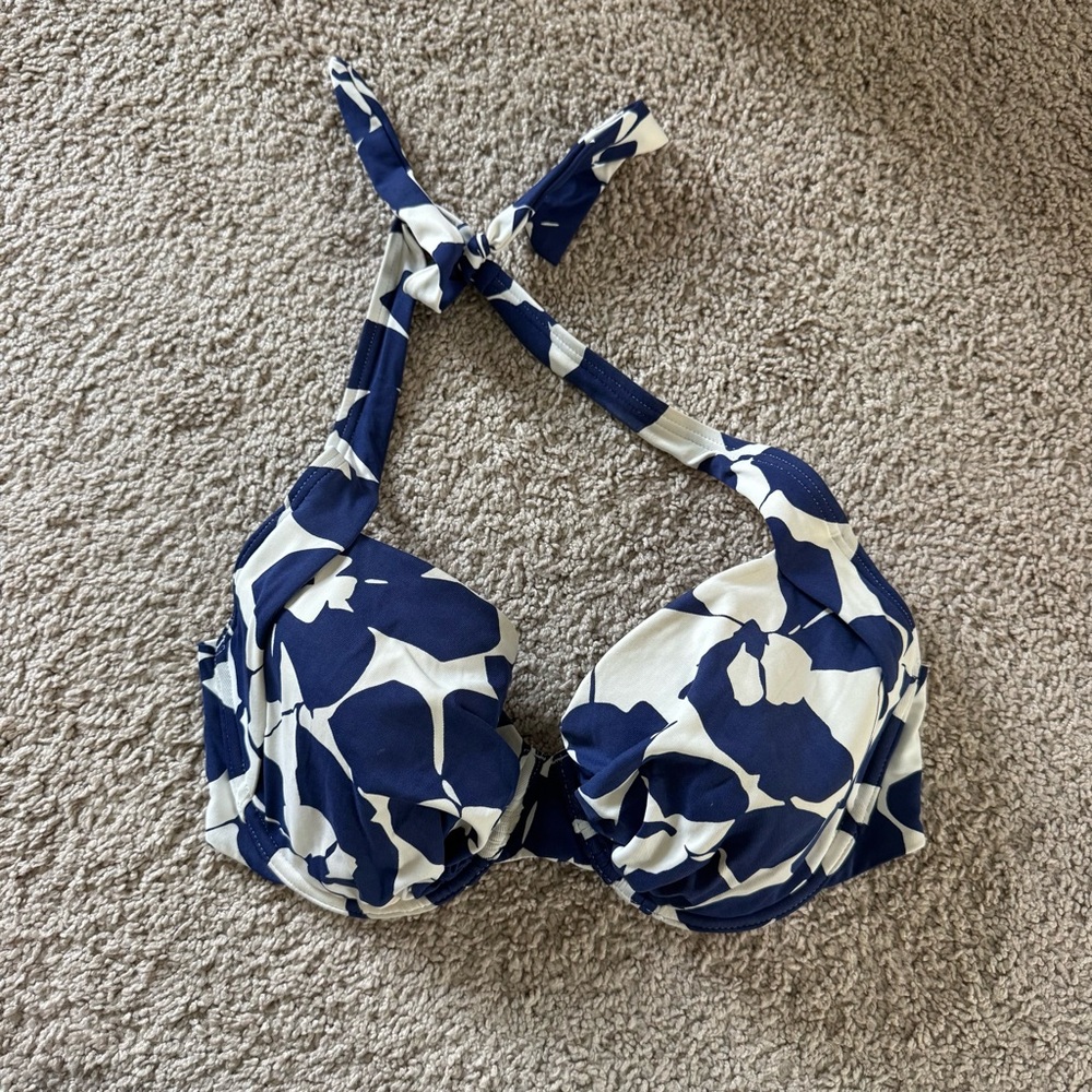 Tommy Bahama Blue and White Bikini Top